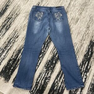 DKIN Skinny Ankle Jean‎ Womens Size 16 Y2K Embroidered Embellished Stretch
